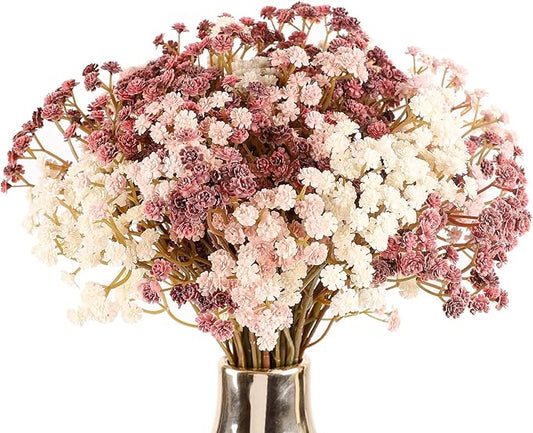 Baby Breath Flowers Fall Flowers Artificial Bulk, 30Pcs Fall Decor Fake Gypsophila Plants Bouquets Flowers Real Touch Faux Babies Breath Arrangement for Home Autumn Wedding Party Vase Decoration Pink