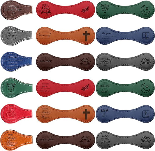 12 Pcs Father Church Gifts Christian Magnetic Bookmarks Bulk Religious Leather Clips Bible Verse Bookmarks Magnetic Page Markers Scripture Church Gifts for Book Lovers Club Readers (Fashion)