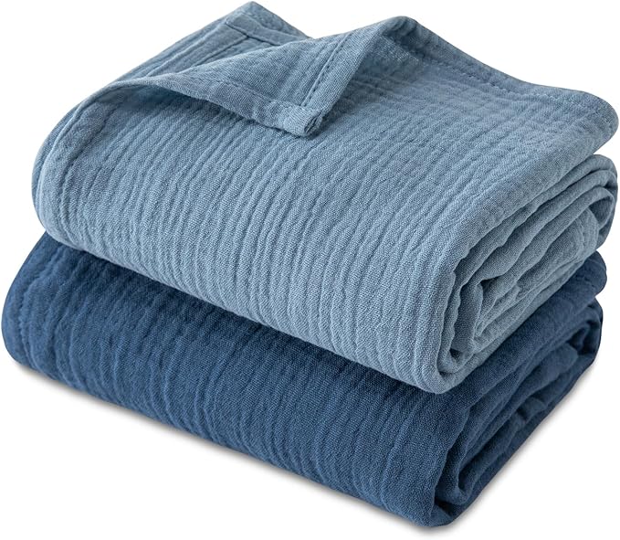 GLLQUEN BABY Muslin Swaddle Blankets, 2-Pack Neutral Receiving Blanket Swaddling for Newborn Boys and Girls, Breathable Swaddle Wrap for Infant, Baby Essentials, Registry & Gift