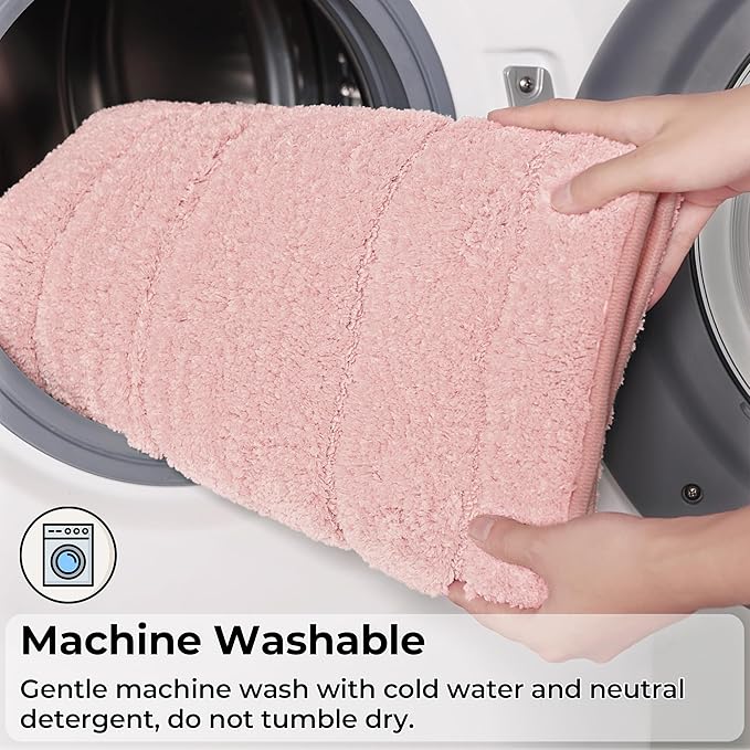 GRANNY SAYS Pink Bathroom Rugs Non Slip, 24" x 59", Large Bathroom Rugs Washable, Bath Rugs for Bath, Absorbent Bath Mats for Floor, Absorbent Shower Rug, Microfiber Bath Mat for Tub