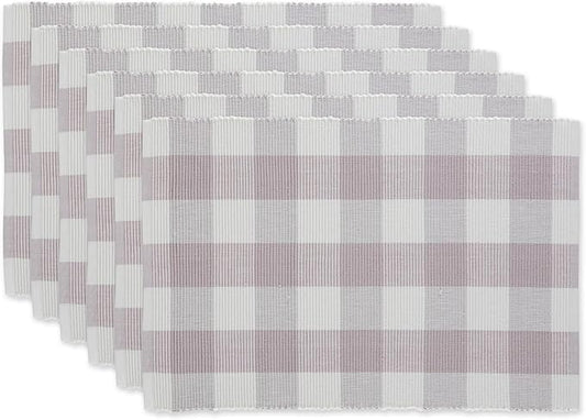 DII Buffalo Check Collection, Classic Farmhouse Placemat Set, 13x19, Dusty Lilac, 6 Piece