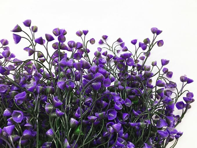 CATTREE Artificial Plants Shrubs Bushes, Plastic Fake Plants Wedding Indoor Outdoor Home Garden Verandah Kitchen Office Table Centerpieces Arrangements Christmas Decoration - Deep Purple 8 pcs
