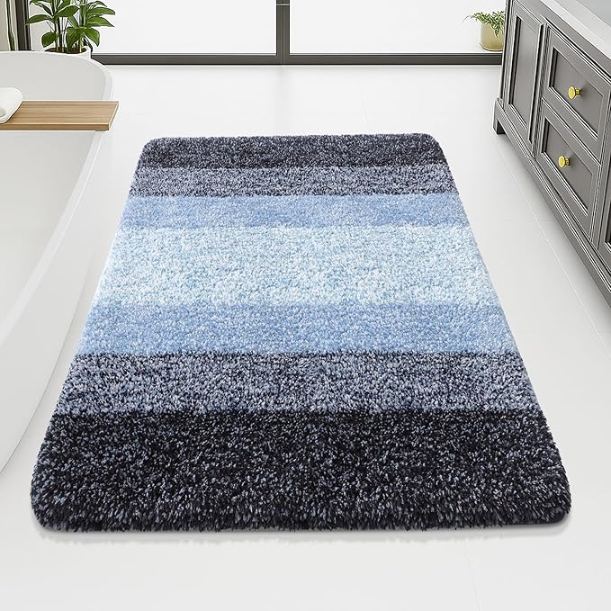 Arotive Microfiber Bathroom Rugs, Shaggy Soft and Absorbent Bath Rug, Non-Slip, Thick Plush Machine Washable Dry Bath Mats for Bathroom, Tub and Shower, 70x46, Blue