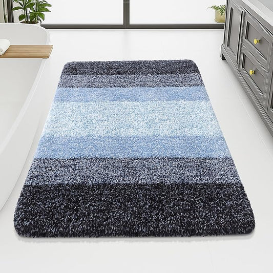 Arotive Microfiber Bathroom Rugs, Shaggy Soft and Absorbent Bath Rug, Non-Slip, Thick Plush Machine Washable Dry Bath Mats for Bathroom, Tub and Shower, 70x46, Blue