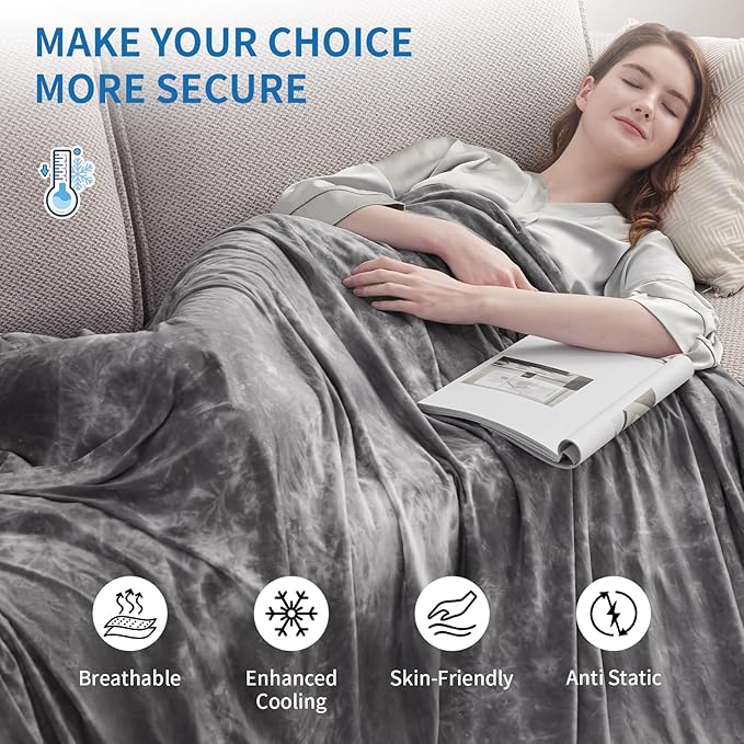 Guohaoi Cooling Blanket for HotSleepers - Arc-Chill Q-Max >0.5 Cool Fiber, 100% Oeko-Tex Certified, Summer Lightweight Throw Blanket, Absorbs Heat to Keep Body Cool for Night Sweats(90x108 Grey)