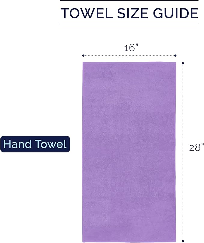 Elegant Comfort Premium Turkish Cotton 4 Pack Hand Towel Set - 16 x 28 inch, Luxurious Hotel Spa Quality 100% Turkish Cotton 4PC Hand Towel Set - Highly Absorbent - Soft Bathroom Towels, Lilac