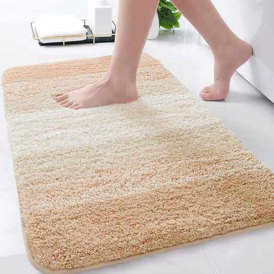 Arotive Microfiber Bathroom Rugs, Shaggy Soft and Absorbent Bath Rug, Non-Slip, Thick Plush Machine Washable Dry Bath Mats for Bathroom, Tub and Shower, 34x21, Beige