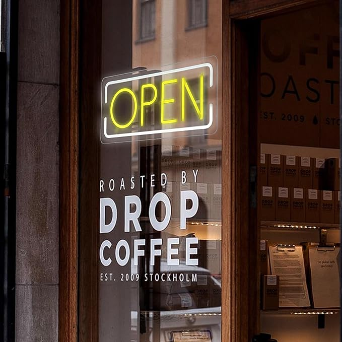 Open Neon Signs Battery Operated, Usb Powered Open Signs for Wall Decor, Adjustable Brightness Display Sign for Window Store Club Hotel Bar Shop Coffee Salon Hotel Walls(16.5 * 7.7in)