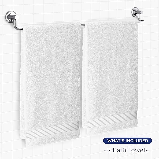 Elegant Comfort Premium Turkish Cotton 2 Pack Bath Towel Set - 27 x 54 inch, Luxurious Hotel Spa Quality 100% Turkish Cotton 2PC Bath Towel Set - Highly Absorbent - Soft Bathroom Towels, White