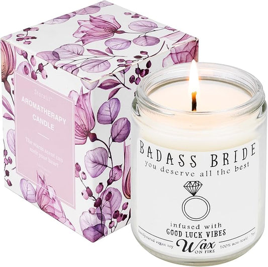 Badass Bride Gifts - Lavender Scented Candles Jar Tribe Gift, Funny Candle for Bridal Shower, Soy Candle