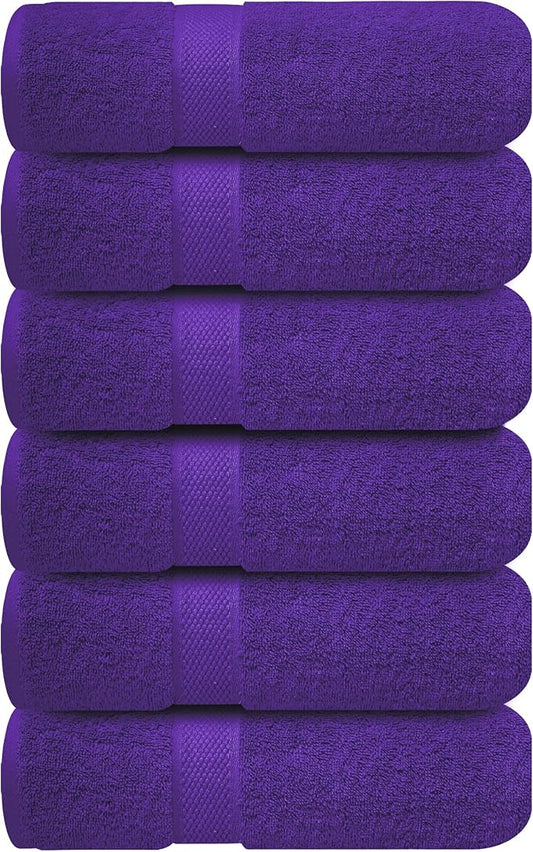 Infinitee Xclusives 100% Cotton Hand Towels for Bathroom – Ultra-Soft & Highly Absorbent, 6-Pack, Gym, Spa & Hotel | Profound Purple |