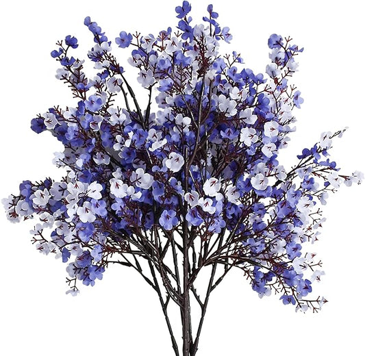 Mandy's Shades of Blue Artificial Baby’s Breath Flowers 6 Bundles Silk Gypsophila with Bendable Stems for Fall Centerpiece Wedding Decor and Table Arrangements