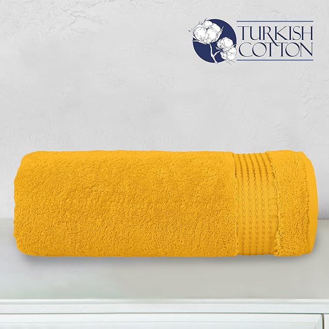 Elegant Comfort Premium Turkish Cotton 1 Piece Jumbo Bath Towel - 35 x 70 inch, Luxurious Hotel Spa Quality 100% Turkish Cotton Large Bath Towel - Highly Absorbent - Soft Bathroom Towel, Orange