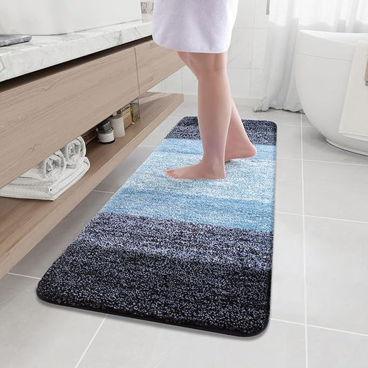 Arotive Microfiber Bathroom Rugs, Shaggy Soft and Absorbent Bath Rug, Non-Slip, Thick Plush Machine Washable Dry Bath Mats for Bathroom, Tub and Shower, 59x20, Blue