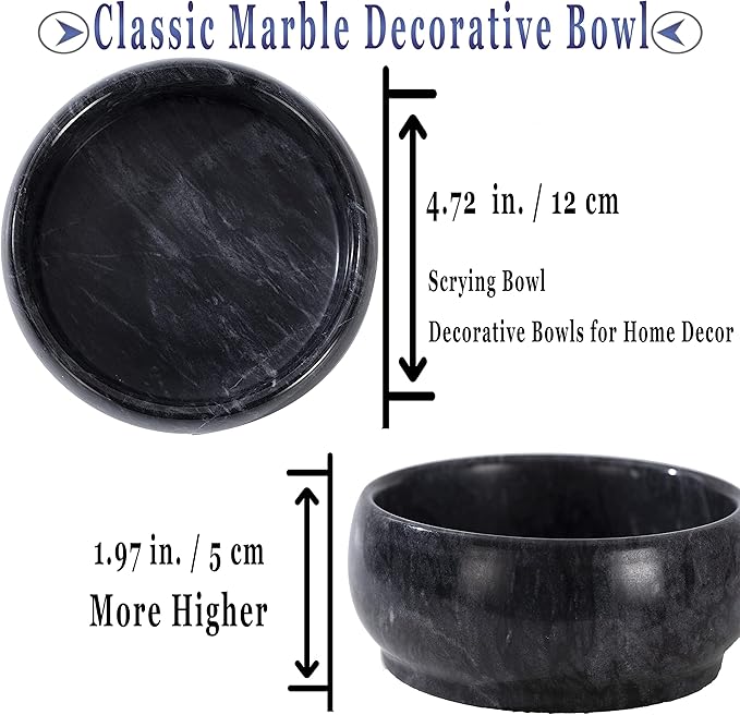 4.72 Inch Decorative Bowls - Natural Marble Key, Coffee Table Centerpiece, Soap Serving, Incense Burner, Smudge Bowl