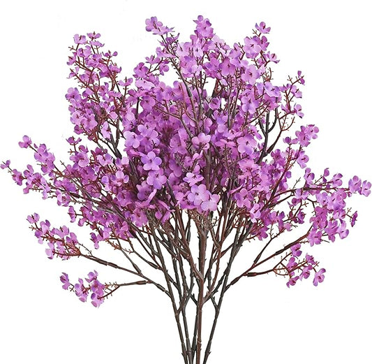 Mandy's Purple Artificial Baby’s Breath Flowers 6 Bundles Silk Gypsophila with Bendable Stems for Fall Centerpiece Wedding Decor and Table Arrangements