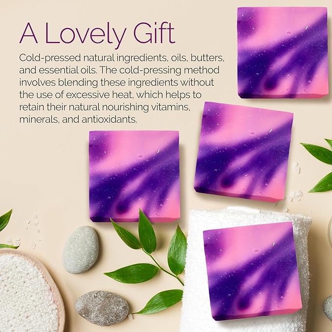 Handmade Natural Bar Soap Gift Set - 100% All Organic Vegan Bath Moisturizing Handmade Artisan Scented Cold Process Fragrant Soaps with Essential Oil - 4 Pack (Hydrangea)