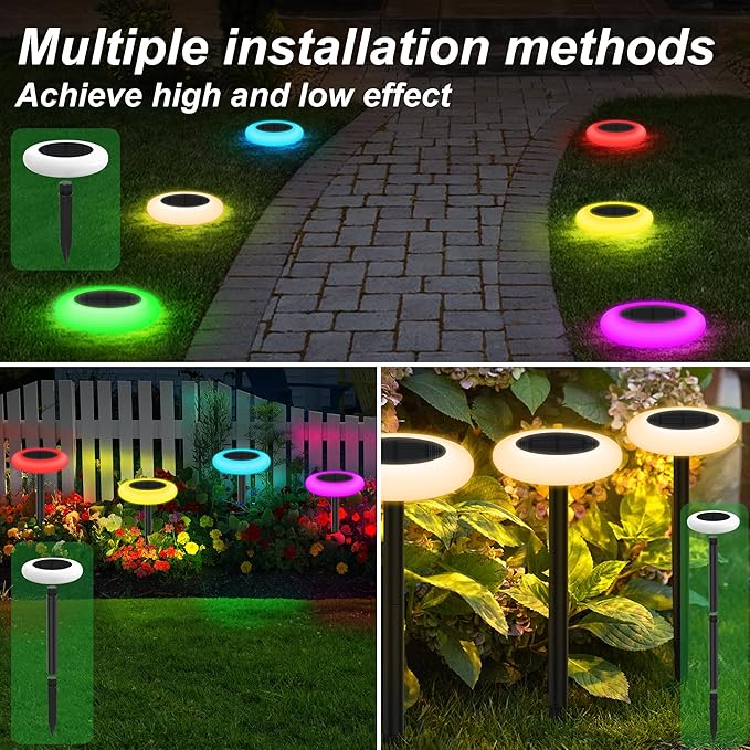intelamp Solar Pathway Lights Outdoor, 6 Pack 9 Color Changing with Remote Control, Dusk to Dawn Solar Powered Waterproof LED Ground Lighting for House Outside Lawn Garden Yard Patio