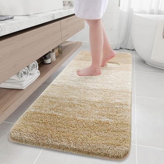 Arotive Microfiber Bathroom Rugs, Shaggy Soft and Absorbent Bath Rug, Non-Slip, Thick Plush Machine Washable Dry Bath Mats for Bathroom, Tub and Shower, 70x24, Camel