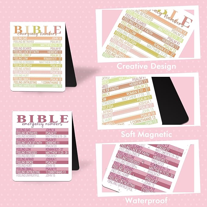 Bible Emergency Numbers Magnetic Bookmarks: 8 Pcs Religious Scriptures Magnet Book Marks, Christian Book Markers Clips, Gifts Sunday School Bible Study Supplies