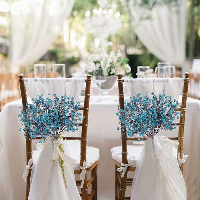 AILANDA 6 Bundles Babys Breath Fall Flowers Faux Gypsophila Bouquet Real Touch European Fake Silk Flowers for Home Wedding Bouquets Floral Arrangement Party Table Garden Autumn Decor (Peacock Blue)