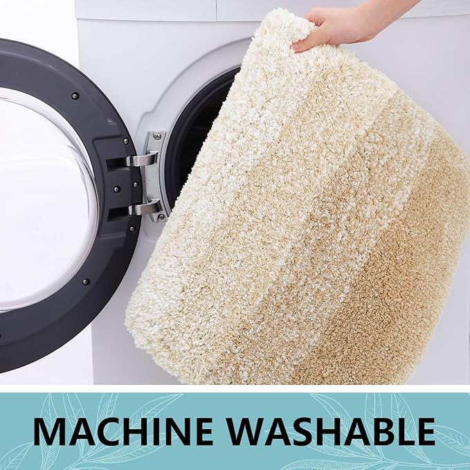 Arotive Microfiber Bathroom Rugs, Shaggy Soft and Absorbent Bath Rug, Non-Slip, Thick Plush Machine Washable Dry Bath Mats for Bathroom, Tub and Shower, 70x24, Camel