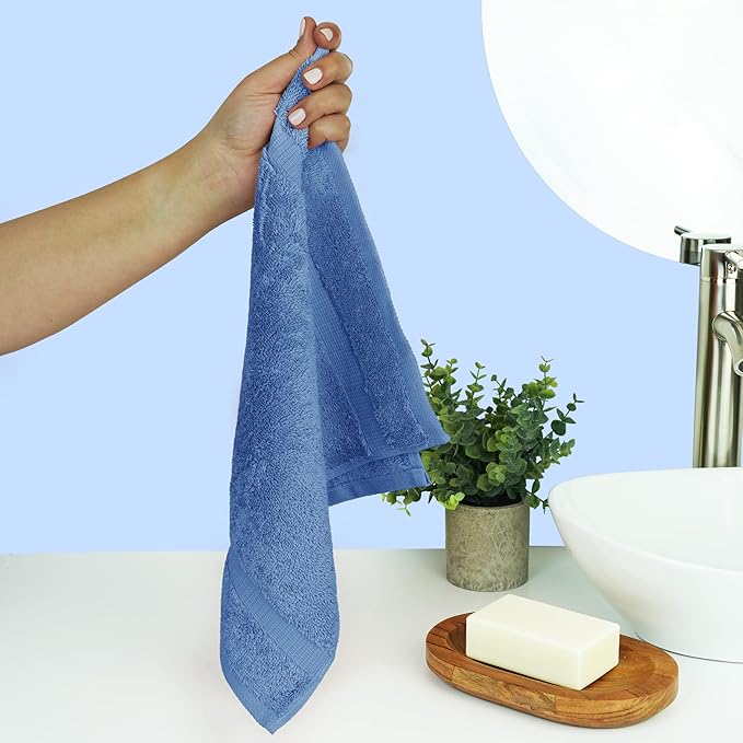 Chakir Turkish Linens | Hotel & Spa Quality 100% Cotton Premium Turkish Towels | Soft & Absorbent (4-Piece Washcloths, Wedgewood)