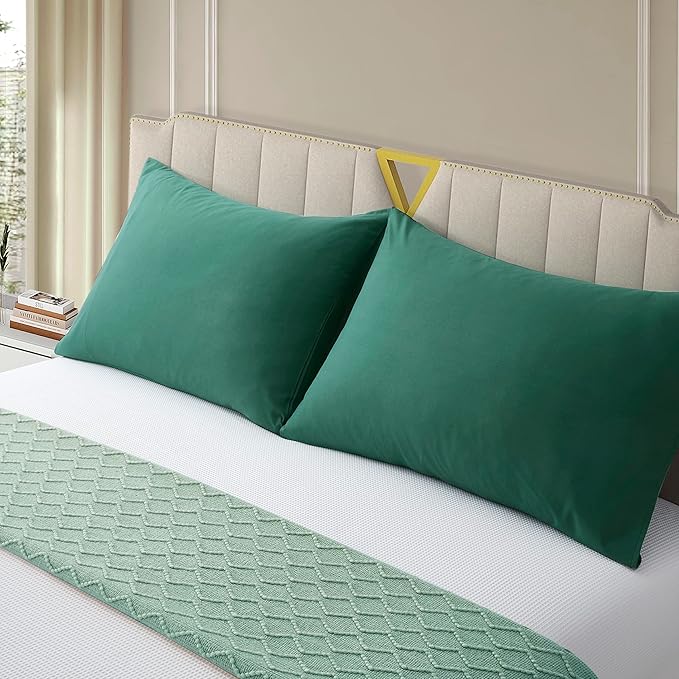 Small Pillow Cases 14x20 Microfiber Dark Green Pillow Cases Soft Comfortable Not Shrink Toddler Pillow Cases Set of 2 Baby Pillow Case Envelope Style