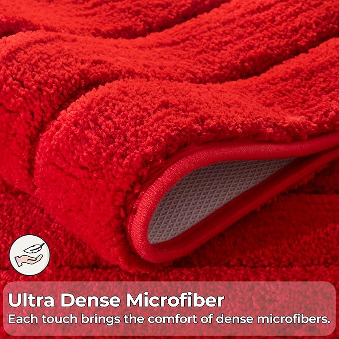GRANNY SAYS Bathroom Rug, 16" X 24" Bath Rugs for Bathroom, Microfiber Cute Bath Mats, Washable Rug for Bath Tub, Bathroom Mat Non-Slip, Bath Decorations, Red
