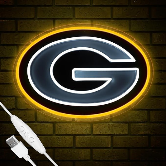 Football Team Neon Sign, Cool Light Up Dimmable Football Team Logo Hanging Led Neon Sign for Wall Decor, Man Cave, Garage, Party, Bar, Game Room Deco, Birthday Gift for Football Fans