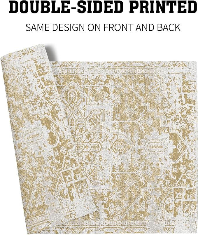 Gray Tan Boho Placemats Set of 6 Ethnic Bohemian Carpet Place Mats Washable Kitchen Dining Vintage Grey Geography Floral Linen Table Mats Stain Heat-Resistant for Home Party Indoor 12x18 in