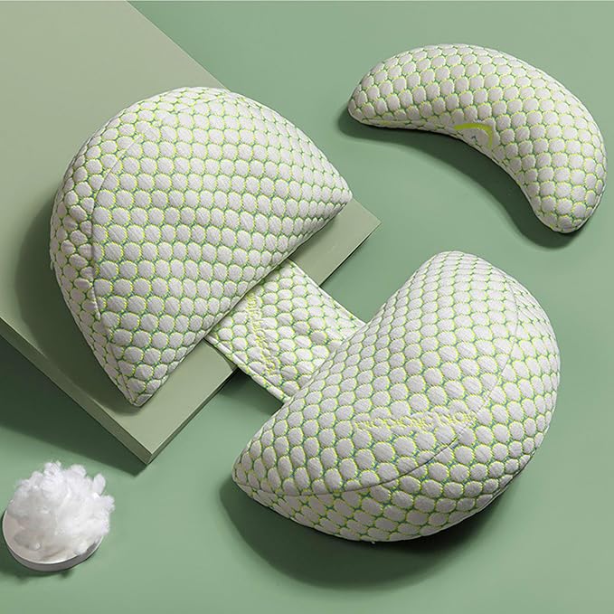 Pregnancy Pillows for Sleeping, Portable Maternity Pillows for Side Sleeper, Support for The Back, Belly and Legs, Adjustable and Detachable with Pillow Covers, Green