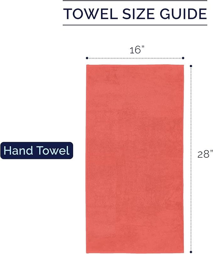 Elegant Comfort Premium Turkish Cotton 4 Pack Hand Towel Set - 16 x 28 inch, Luxurious Hotel Spa Quality 100% Turkish Cotton 4PC Hand Towel Set - Highly Absorbent - Soft Bathroom Towels, Coral