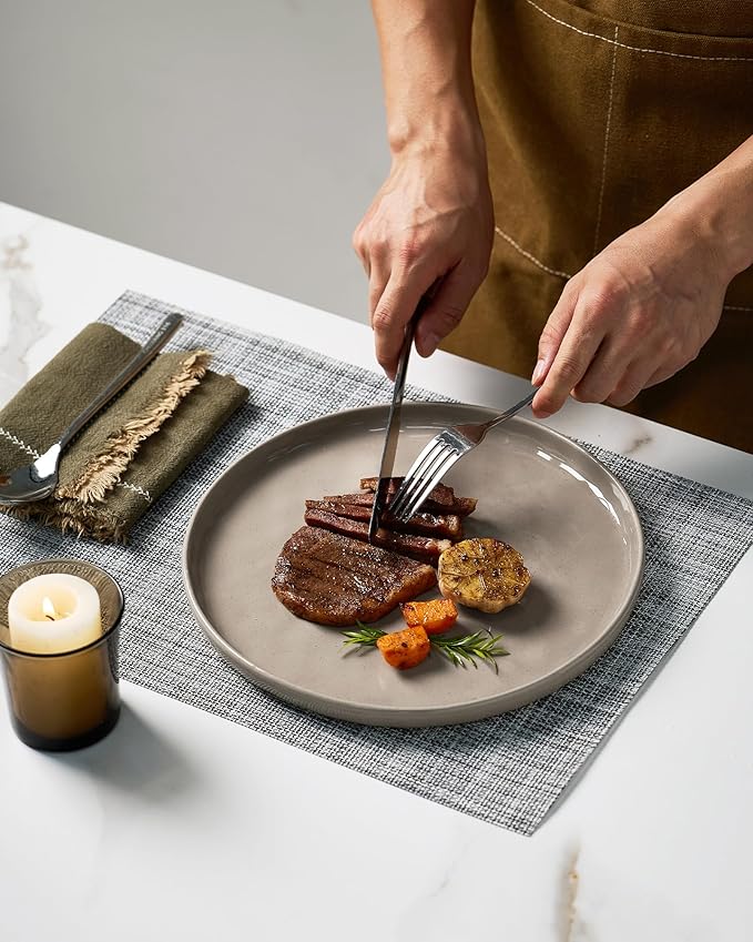 Famiware Mars Plates and Bowls Set, 12 Pieces Dinnerware Sets, Dishes Set for 4, Cinnamon Brown