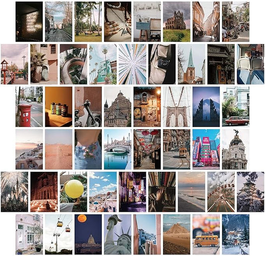 LA MAISON COZY Wall Collage Kit, Teen Posters Art Print, 50PCS 4x6'' Vintage Wall Decor Gift for Teen Girls' Dorm Room