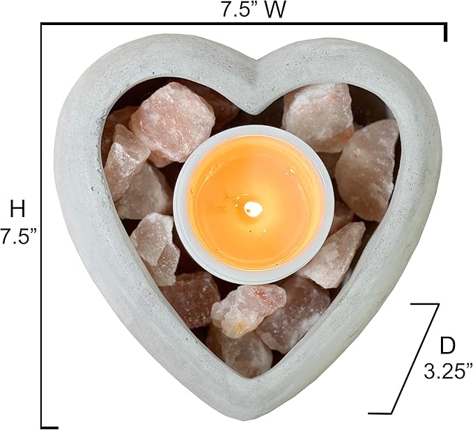 Admired By Nature 7.5" L Cement Heart Shape Planter, Concrete Planters, Indoor/Outdoor Stone Planter, Grey