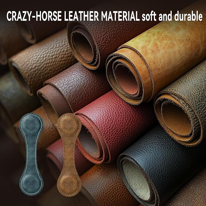 2PCS Magnetic Leather Bookmarks, Best Vintage Book Page Markers Clips Gift for reading men women teachers book lovers, Handmade Genuine Leather Magnetic book marks set of 2 (Earth Brown+Prussian Blue)