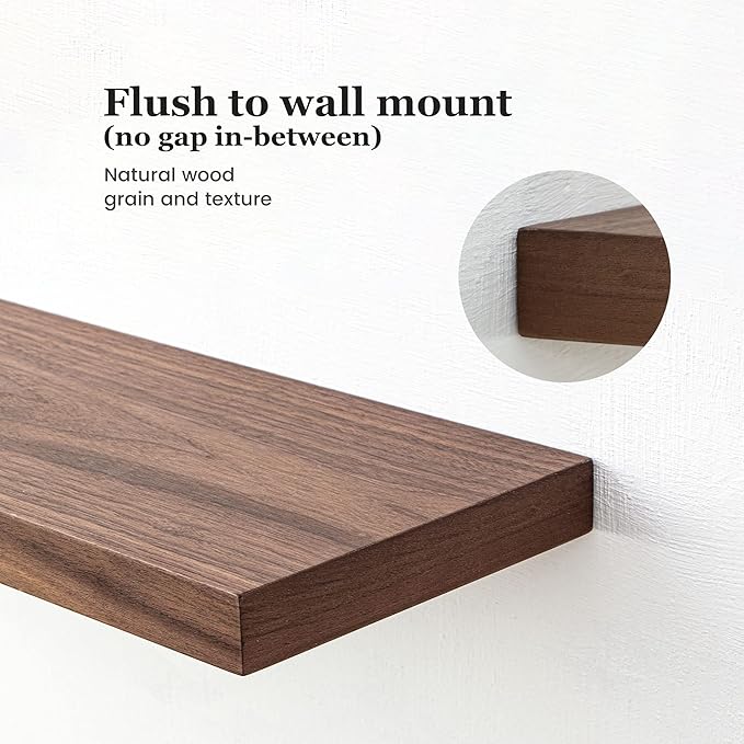 Fun Memories 36" x 8" Floating Shelves for Wall, 8 Inch Deep Wall Shelf for Home Decor, Rustic Wood Shelves, Deep Storage & Display Shelves for Living Room, Bedroom, Kitchen, Set of 1