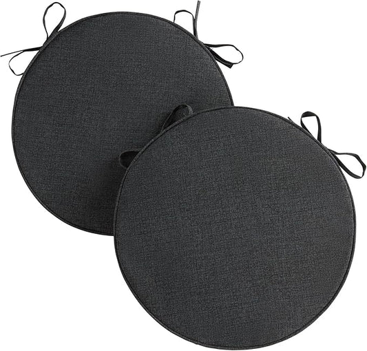 Greendale Home Fashions Outdoor 18-inch Round Reversible Seat Cushion, 2-Pack, Graphite 2 Count