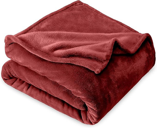 Bare Home Fleece Blanket - Twin/Twin Extra Long - Ultra-Soft Lightweight for Bed, Sofa, and Couch - Luxury Microplush - Cozy Warm Blanket (Twin/Twin XL, Rosewood)