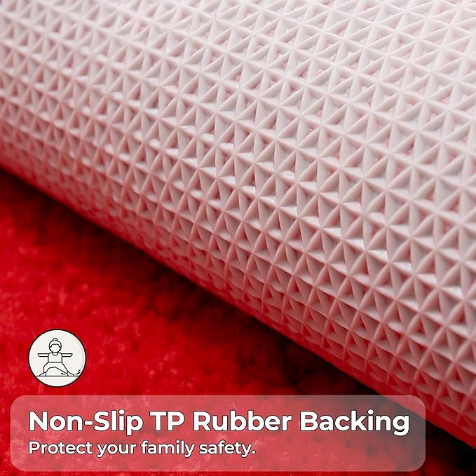 GRANNY SAYS Bathroom Rug, 16" X 24" Bath Rugs for Bathroom, Microfiber Cute Bath Mats, Washable Rug for Bath Tub, Bathroom Mat Non-Slip, Bath Decorations, Red