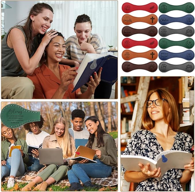 24 Pcs Father Church Gifts Christian Magnetic Bookmarks Bulk Religious Leather Clips Bible Verse Bookmarks Magnetic Page Markers Scripture Church Gifts for Book Lovers Club Readers (Classic)
