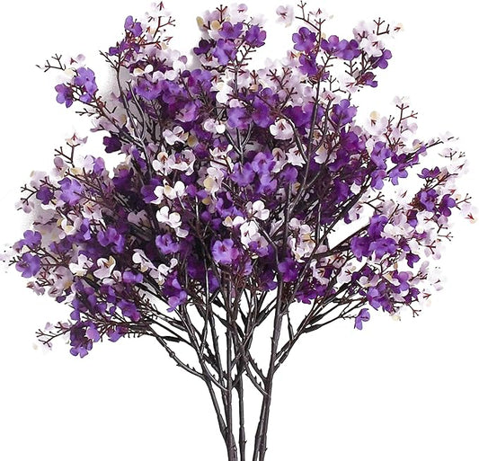 Mandy's Shades of Purple Artificial Baby’s Breath Flowers 6 Bundles Silk Gypsophila with Bendable Stems for Fall Centerpiece Wedding Decor and Table Arrangements