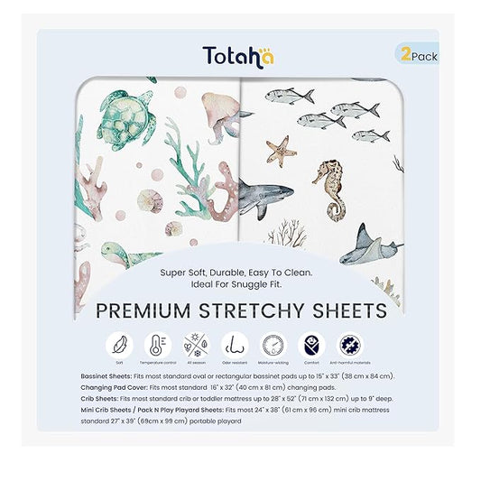 TotAha Changing Pad Cover, Buttery Soft Diaper Changing Pad Covers for Girls Boys, Super Stretchy Jersey Knit Changing Table Covers, 5'' Deep Pocket, 2 Pack