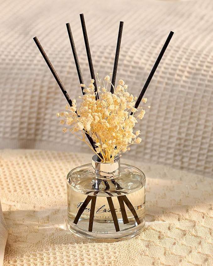 M&SENSE Fresh Linen Reed Diffuser Set with 7 Sticks | Baby's Breath Flower - 7.0oz Floral & Fruity Scent, Home Fragrance Flame Free Diffuser for Housewarming Gift, Long Lasting Room Fresheners