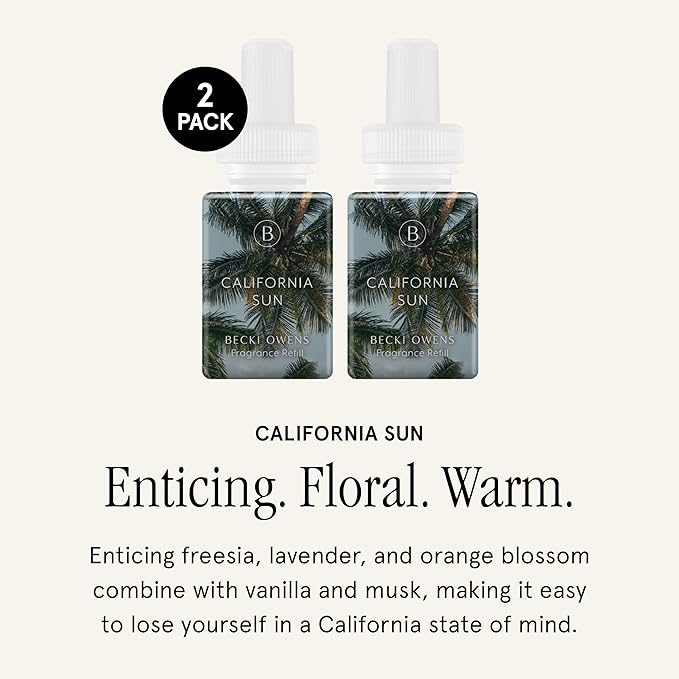 Pura & Becki Owens Home Scent Refill - Smart Home Air Diffuser - Up to 120-Hours of Premium Fragrance per Refill - Household Essential - Clean Diffuser Fragrance - 2 Pack, California Sun