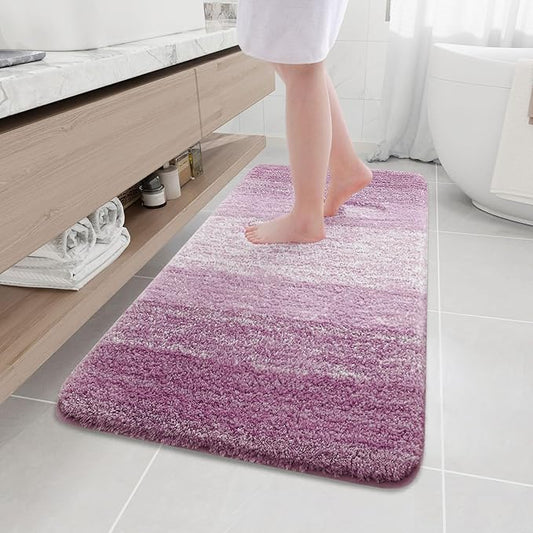 Arotive Microfiber Bathroom Rugs, Shaggy Soft and Absorbent Bath Rug, Non-Slip, Thick Plush Machine Washable Dry Bath Mats for Bathroom, Tub and Shower, 47x24, Purple