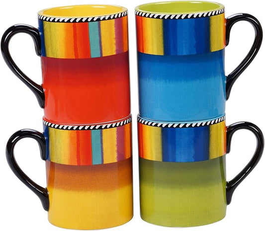 Sierra 16 oz. Mug Set of 4 Assorted Multicolor – Great for Hot Beverages, Coffee, Tea, Cocoa, or Displaying a Splash of Color in Your Kitchen