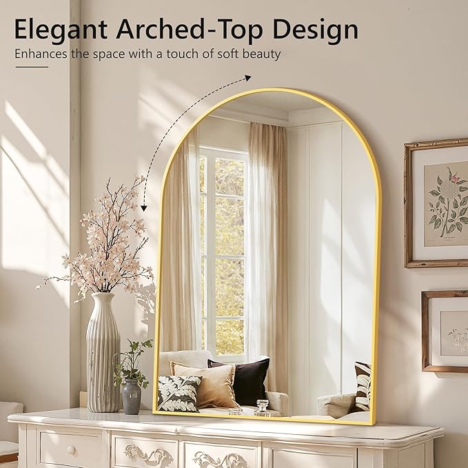 Arched Wall Mirror for Bathroom,Mirrors for Wall,28''x40'',Vanity Mirror for Bedroom Dresser, Entryway, Living Room, Metal Frame (28''x40'',Gold)