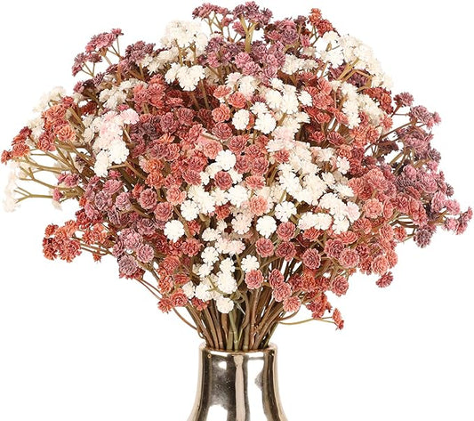 Baby Breath Flowers Fall Flowers Artificial Bulk , 10Pcs Fall Decor Fake Gypsophila Plants Bouquets Flowers Real Touch Faux Babies Breath Arrangement for Home Autumn Wedding Vase Decoration Orange
